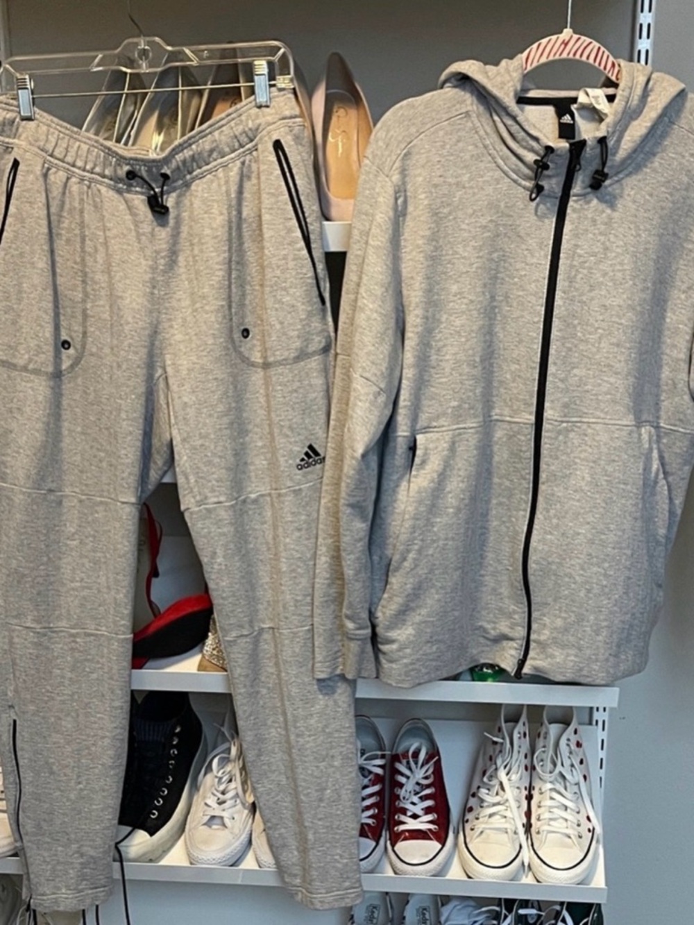adidas Light Gray Men's Hoodie & Jogger Set